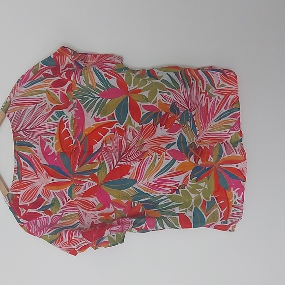 NWT C&C California 100% Cotton Tropical Beachy Resort Embroidered Top Size Large - Picture 2 of 7